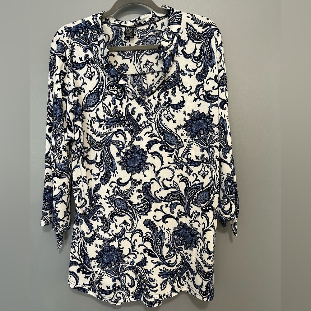 Gorgeous Blue and White Paisley tunic